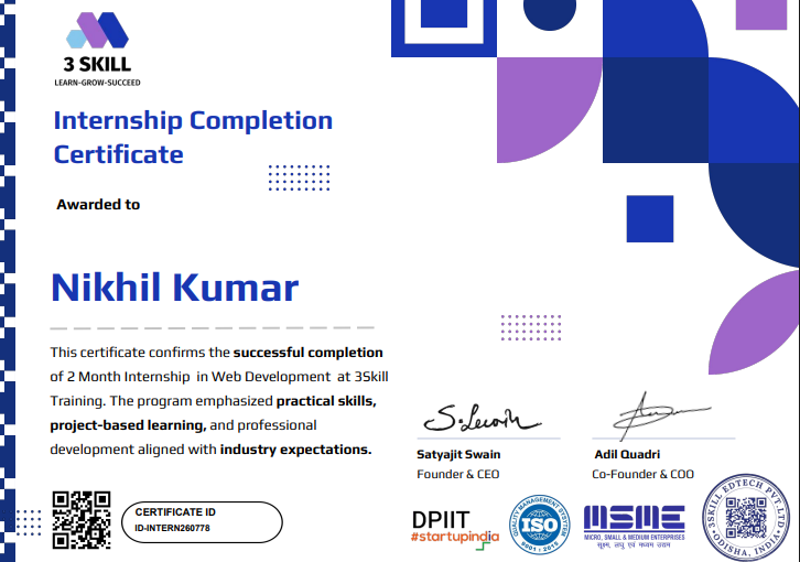 Internship Certificate