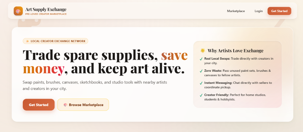 Art Supply Exchange - Pre-Loved Creator Marketplace